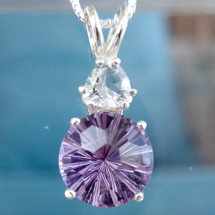 999 Sterling selling Silver, Double Point, Amethyst Crystal Wand Pendant