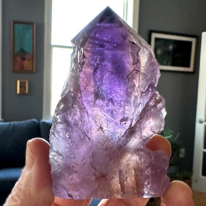 Beautiful 3” tall, 4 oz. ametrine point with rainbow cluster on sale