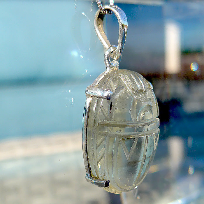 Large Tut-Inspired Libyan Desert Glass Scarab Pendant