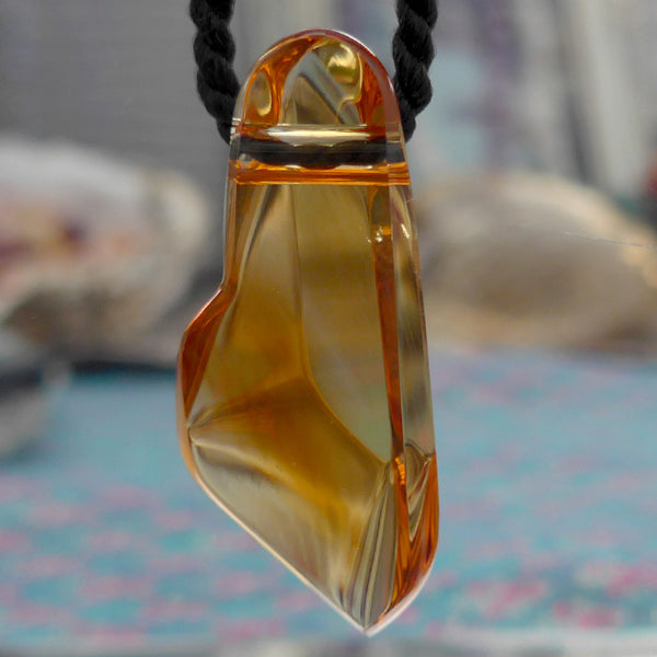 Curvaceous Honey Gold Citrine Pendant by Lawrence Stoller