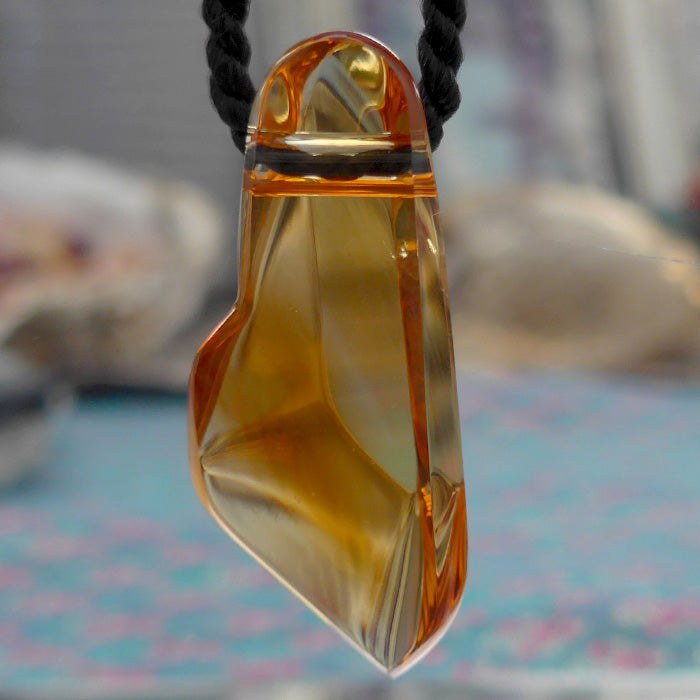 Curvaceous Honey Gold Citrine Pendant by Lawrence Stoller