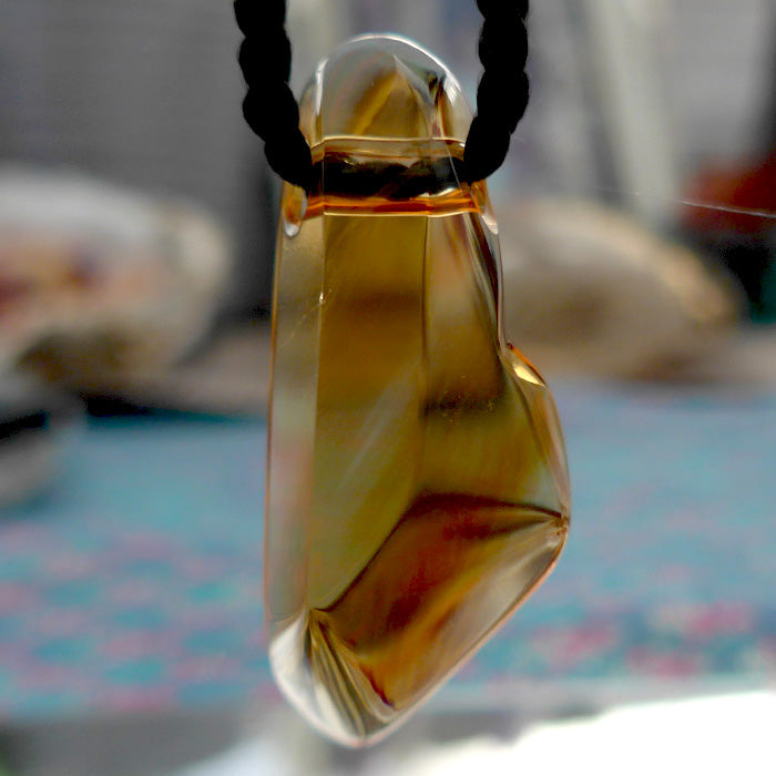 Curvaceous Honey Gold Citrine Pendant by Lawrence Stoller