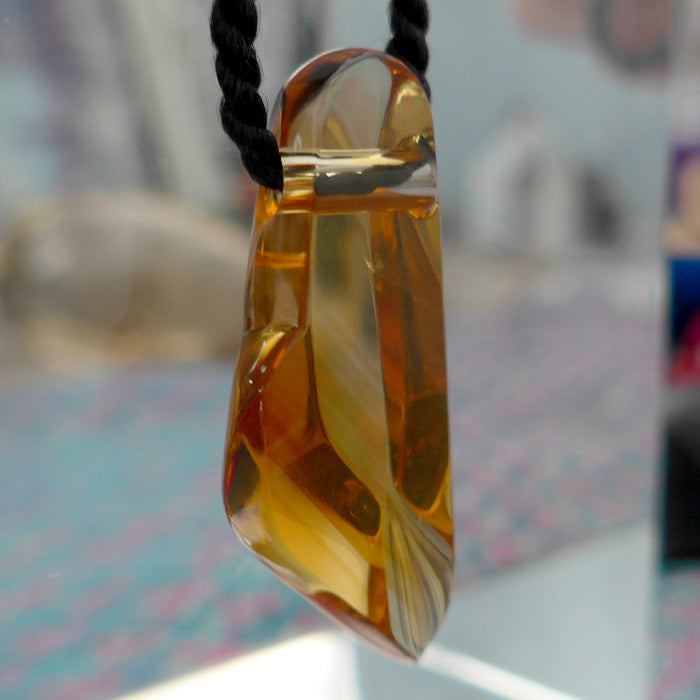 Curvaceous Honey Gold Citrine Pendant by Lawrence Stoller