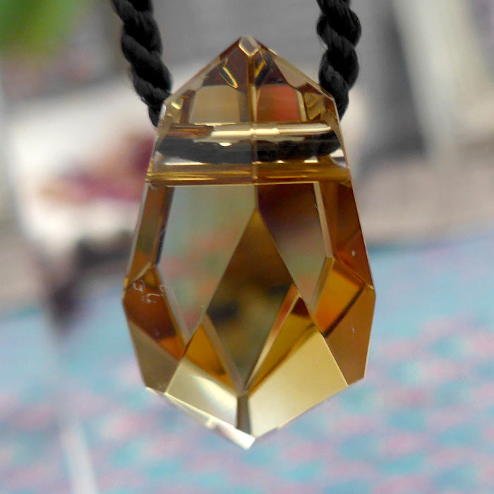 Ultra Clear Golden Citrine Art Deco Amphora Pendant by Lawrence Stoller