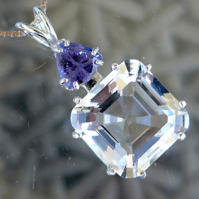 Clear Quartz Earth Heart Crystal with Tanzanite Crown