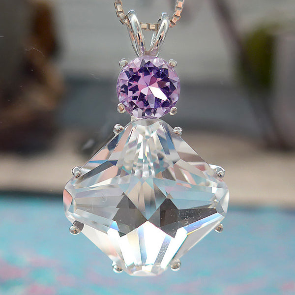 Clear Quartz Magician Stone with Amethyst Crown