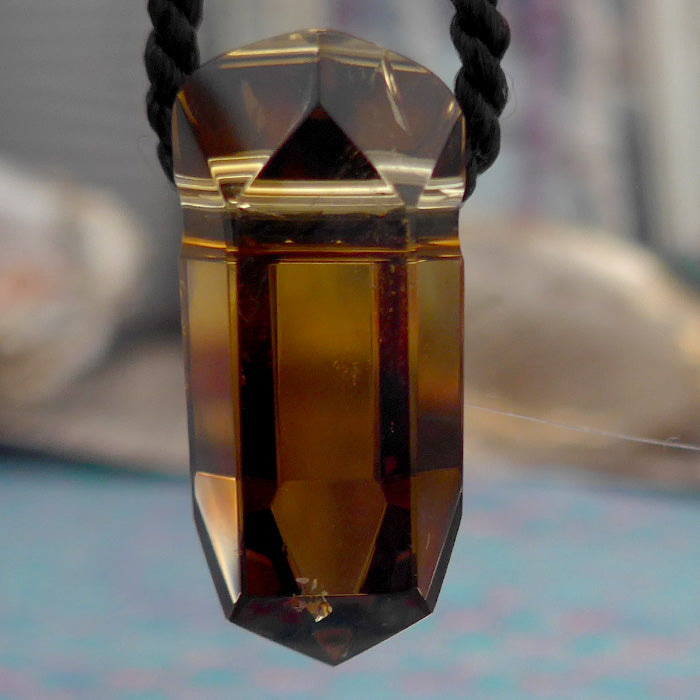 Fat Deep Golden Citrine Arrowhead Pendant by Lawrence Stoller