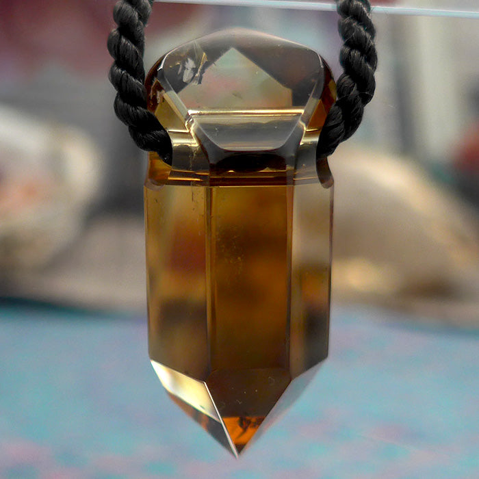 Fat Deep Golden Citrine Arrowhead Pendant by Lawrence Stoller