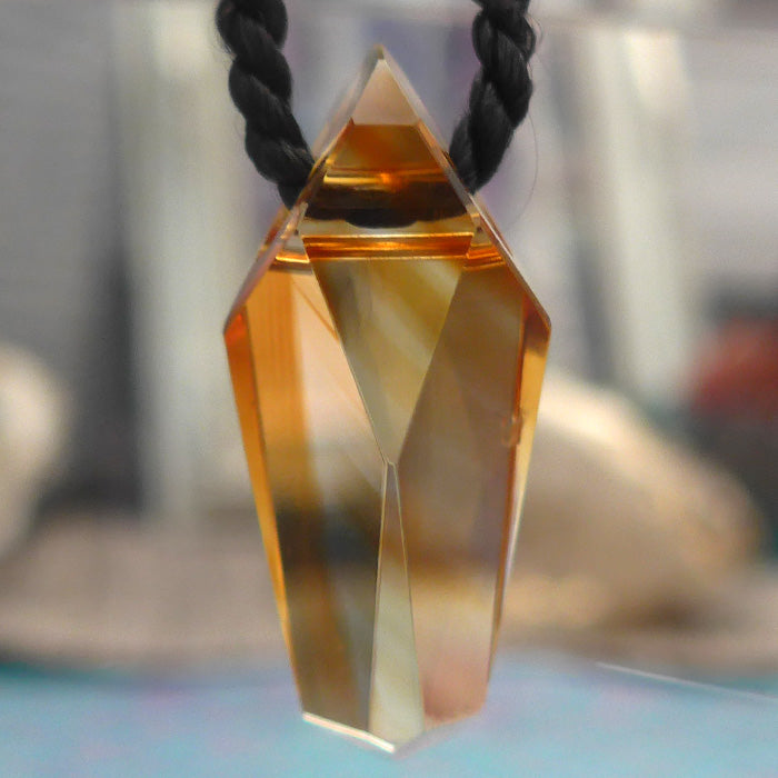 Gorgeous Honey Citrine Zoned Arrowhead Pendant by Lawrence Stoller