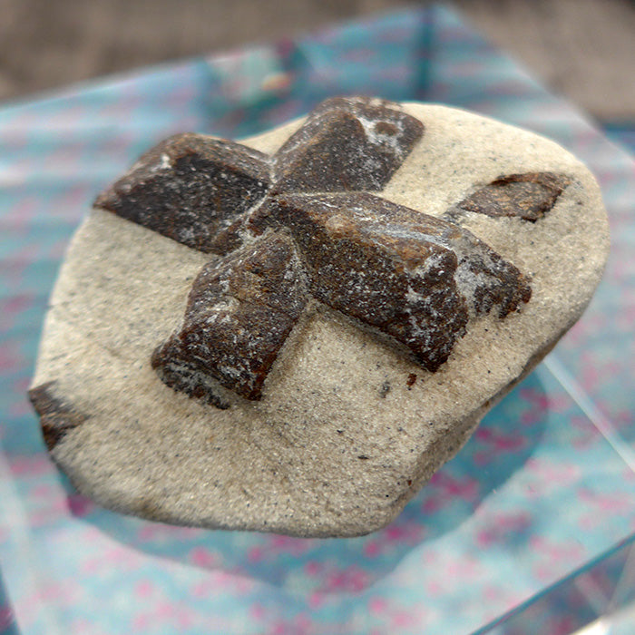 Giant Glittery Saint George Staurolite Cross