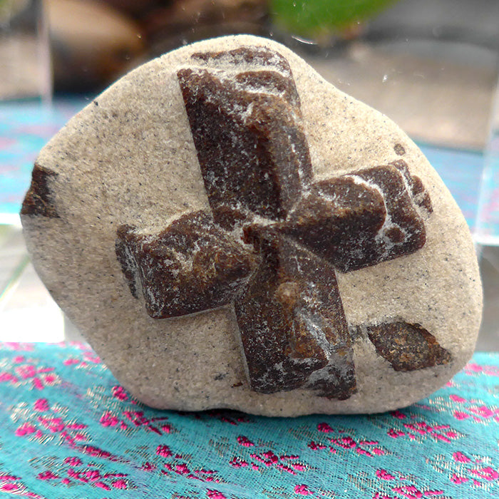 Giant Glittery Saint George Staurolite Cross