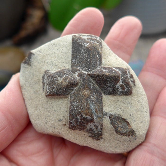 Giant Glittery Saint George Staurolite Cross