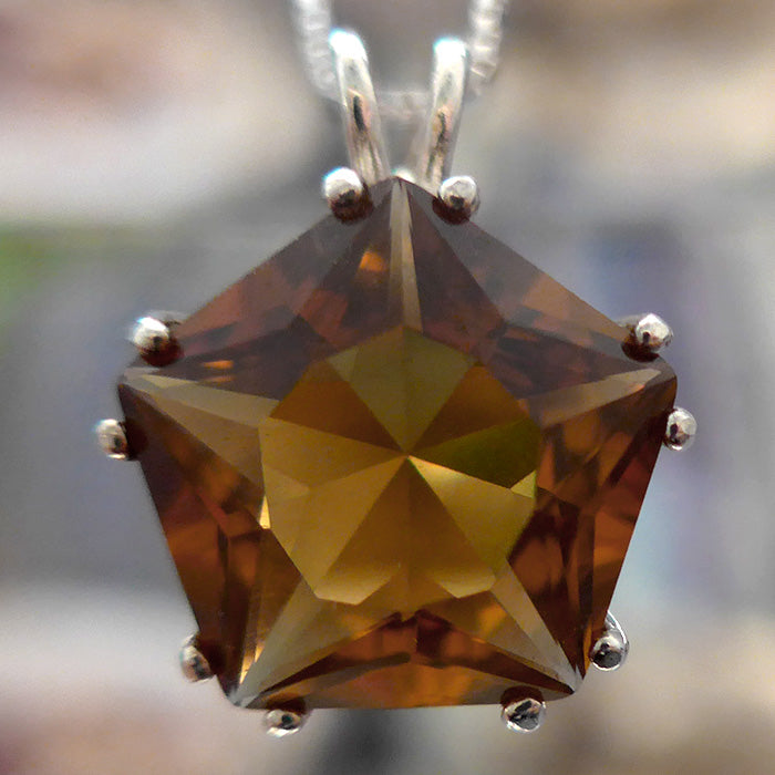 Deep Golden Citrine Star of Venus Pendant