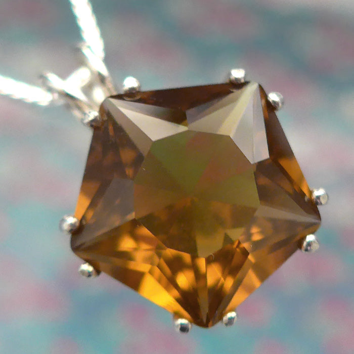 Deep Golden Citrine Star of Venus Pendant