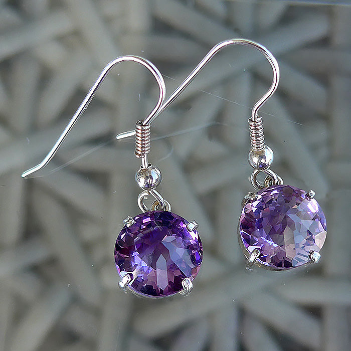 Amethyst Radiant Heart Hanging Earrings