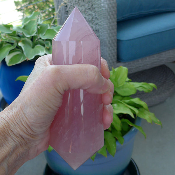 Giant 48 Sided Natural Rose Quartz Vogel Wand by David Zhuang