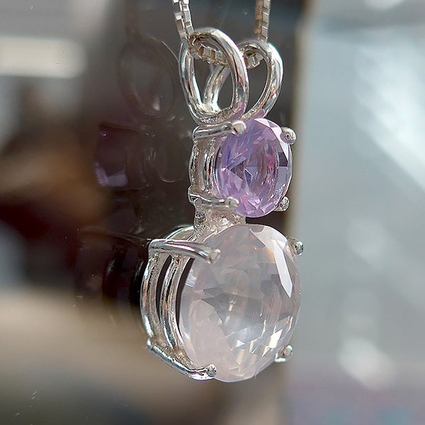 Rose Quartz Mini Radiant Heart with Ruby Lavender Crown