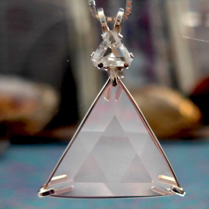 Rose Quartz Star of David Pendant with Trillion Phenacite Crown