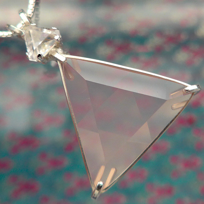 Rose Quartz Star of David Pendant with Trillion Phenacite Crown