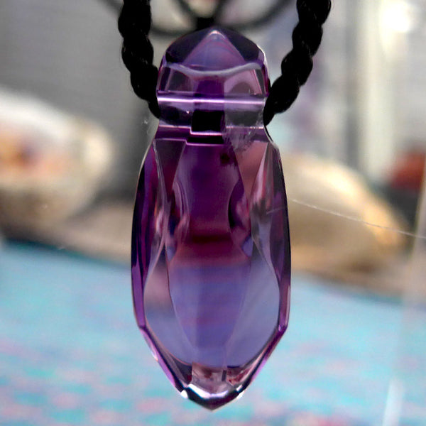 Red Violet Rwandan Amethyst Art Deco Arrowhead Pendant by Lawrence Stoller