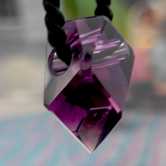 Red-Violet Rwandan Amethyst Art Deco Point Pendant by Lawrence Stoller