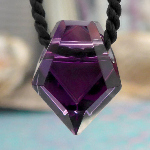 Red-Violet Rwandan Amethyst Art Deco Point Pendant by Lawrence Stoller