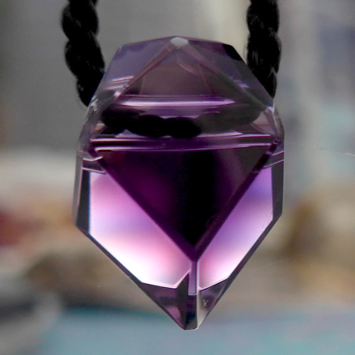 Red-Violet Rwandan Amethyst Art Deco Point Pendant by Lawrence Stoller