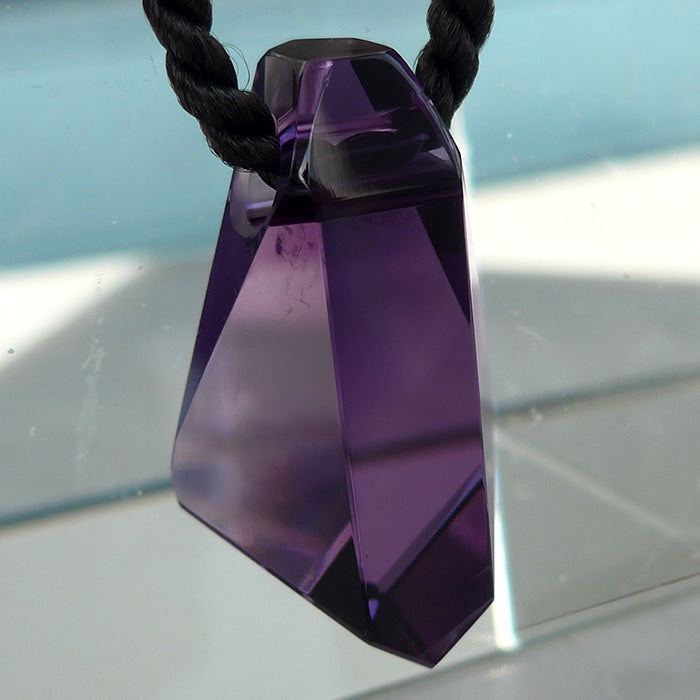 Red Violet Rwandan Amethyst Art Deco Arrowhead Pendant by Lawrence Stoller