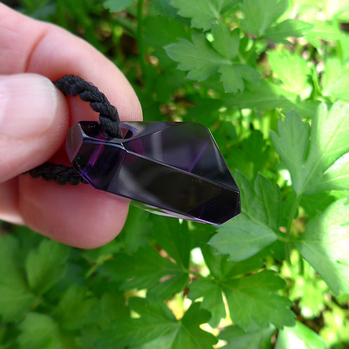 Red Violet Rwandan Amethyst Art Deco Arrowhead Pendant by Lawrence Stoller