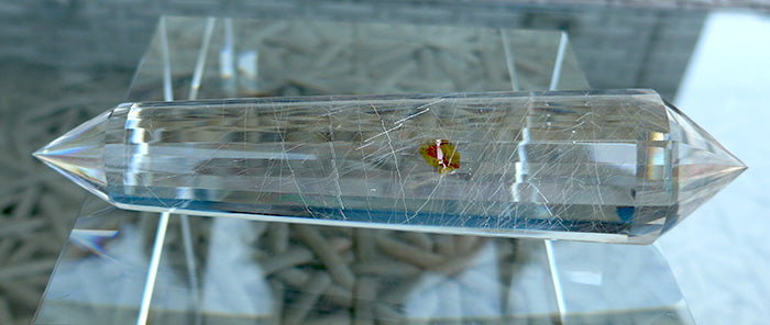 24 Sided Silver Angel Hair Rutile Vogel Wand by David Zhuang