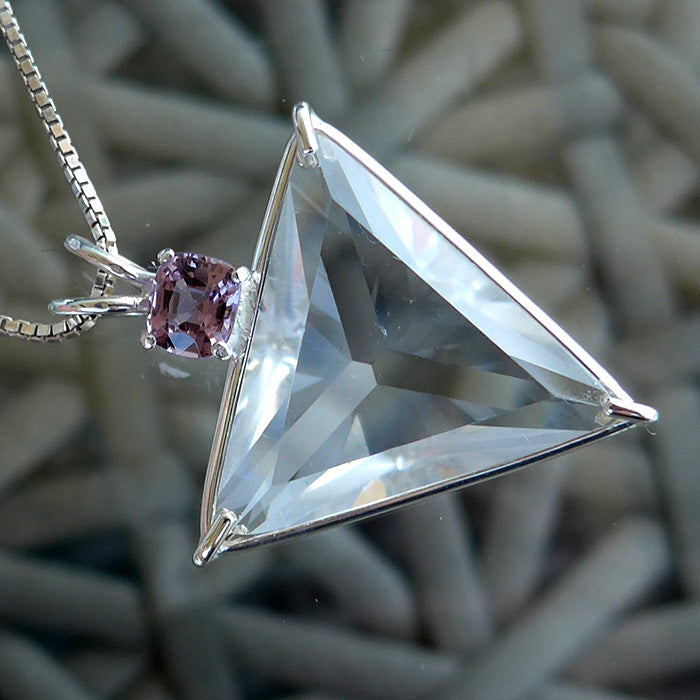 Clear Quartz Angelic Star Pendant with Violet Spinel