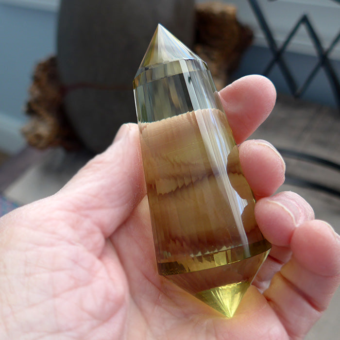 Compact Translucent 48 Facet Tibetan Citrine Vogel Wand by David Zhuang