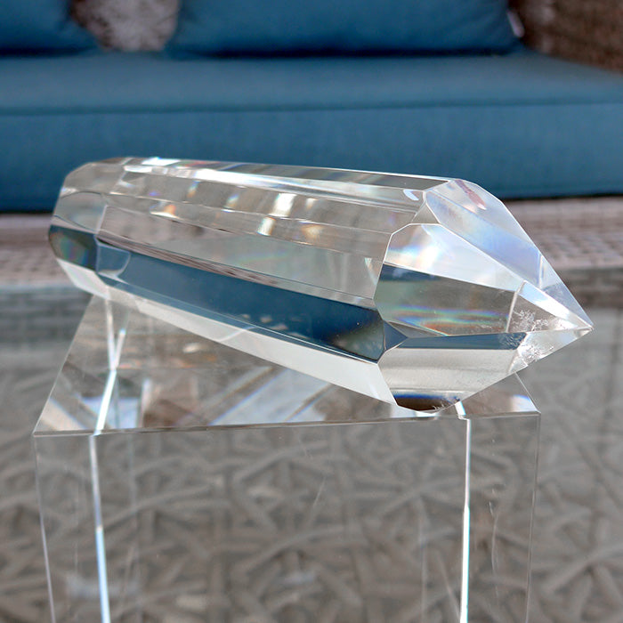 Large Brilliant 12 Sided Optical Quartz Vogel Wand by Lawrence Stoller