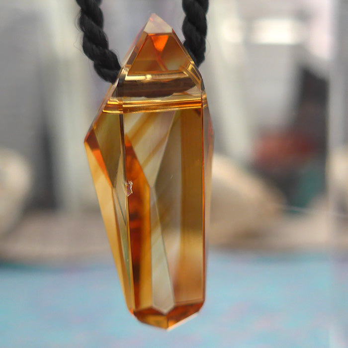 Gorgeous Honey Citrine Zoned Arrowhead Pendant by Lawrence Stoller