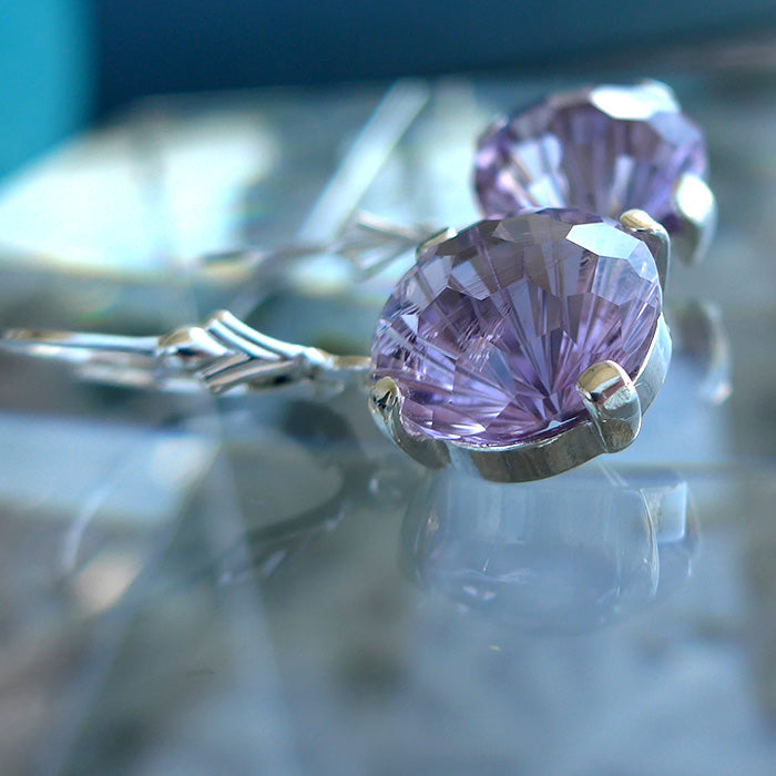 Amethyst Rose de France Hanging 14 mm Super Nova Earrings