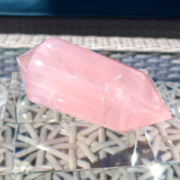 Compact 48 Sided Rose Quartz Vogel Wand by David Zhuang