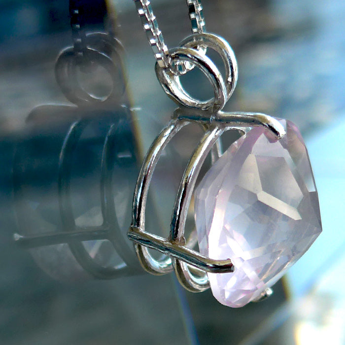 Rose Quartz Radiant Heart Pendant in Basket Setting