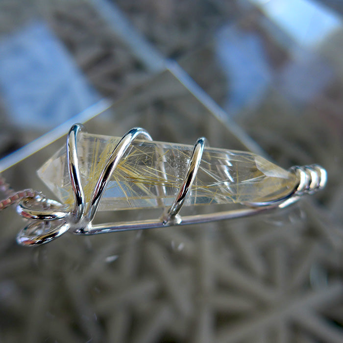 Golden Rutilated Quartz Mini Kabbalistic Pendant Wand