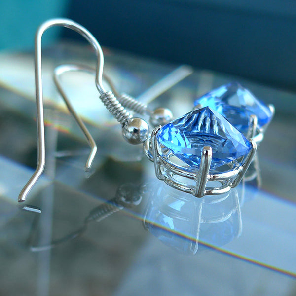 Siberian Blue Radiant Heart Hanging Earrings