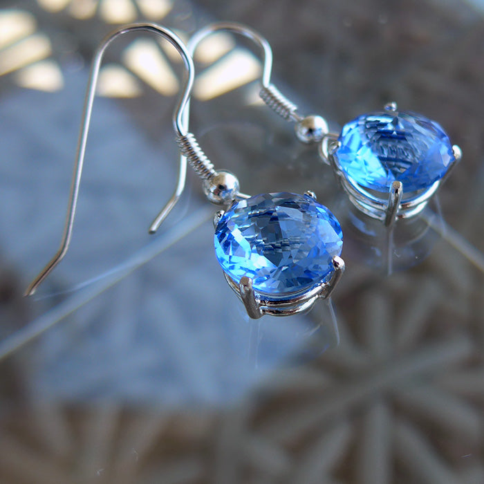 Siberian Blue Radiant Heart Hanging Earrings