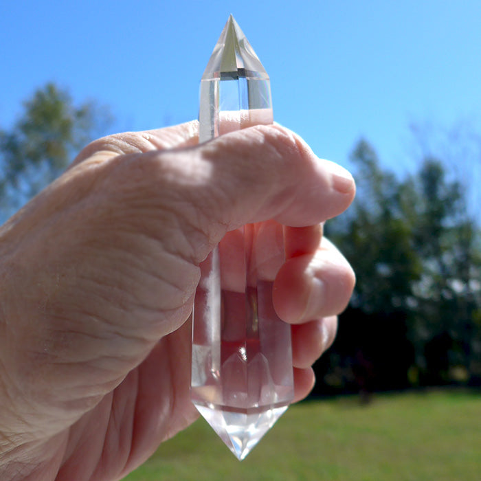 Slender Hexagonal Himalayan Quartz Phantom Vogel Wand by David Zhuang