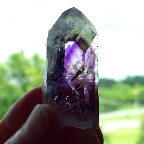 Smoky Brandberg Amethyst Phantom Point with Window Pane