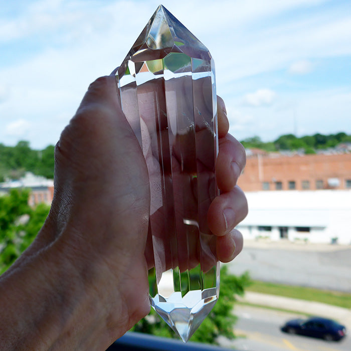 Large Brilliant 12 Sided Optical Quartz Vogel Wand by Lawrence Stoller